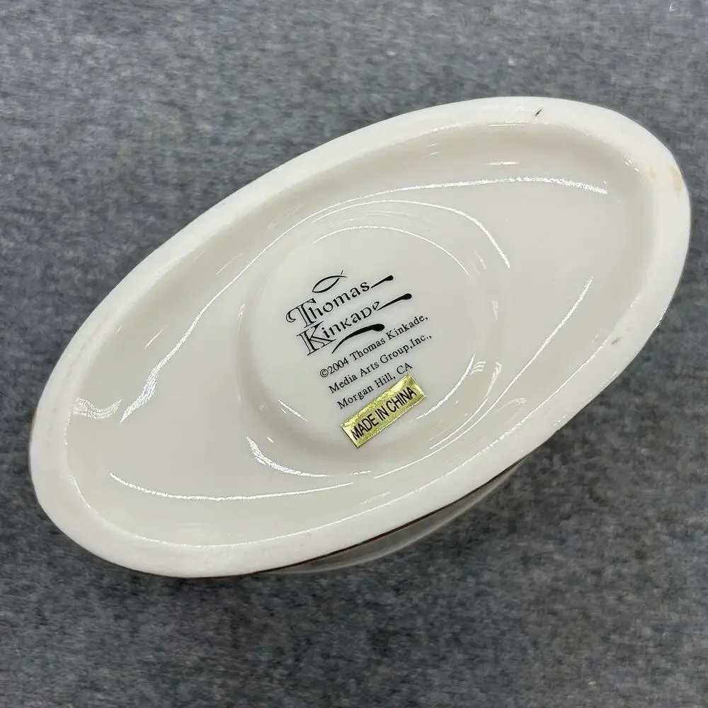 Vintage Thomas Kinkade Sunday Evening Sleigh Ride Porcelain Votive Candle Holder